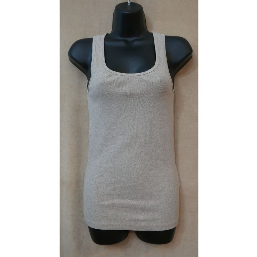 LUCY Ribbed Crew Neck Tank Top Stetch Oatmeal Size S